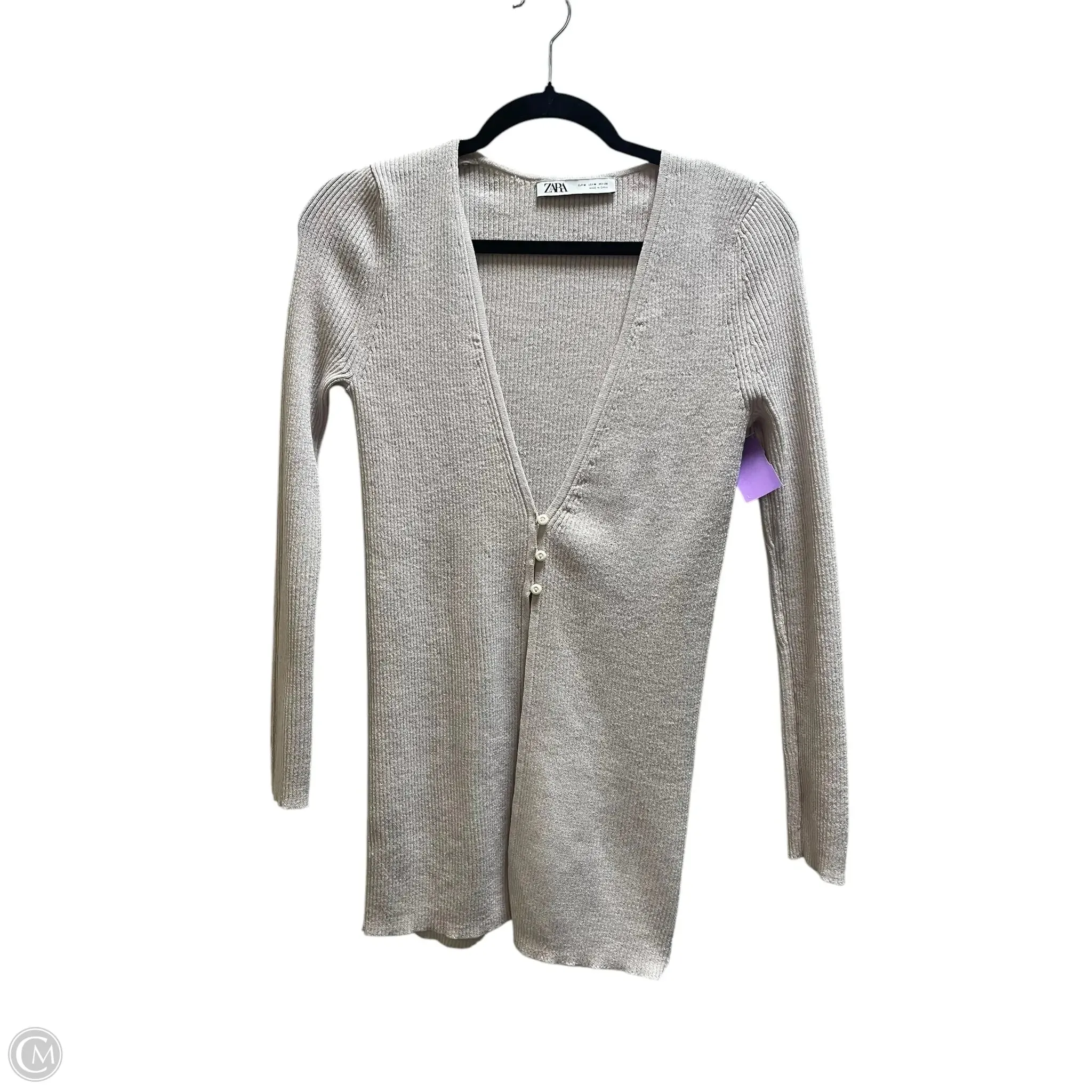 Sweater Cardigan By Zara In Tan, Size: M