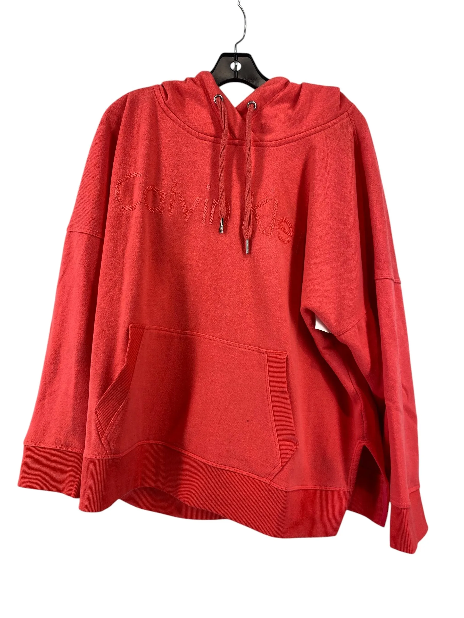 Sweatshirt Hoodie By Calvin Klein In Coral, Size: 2x