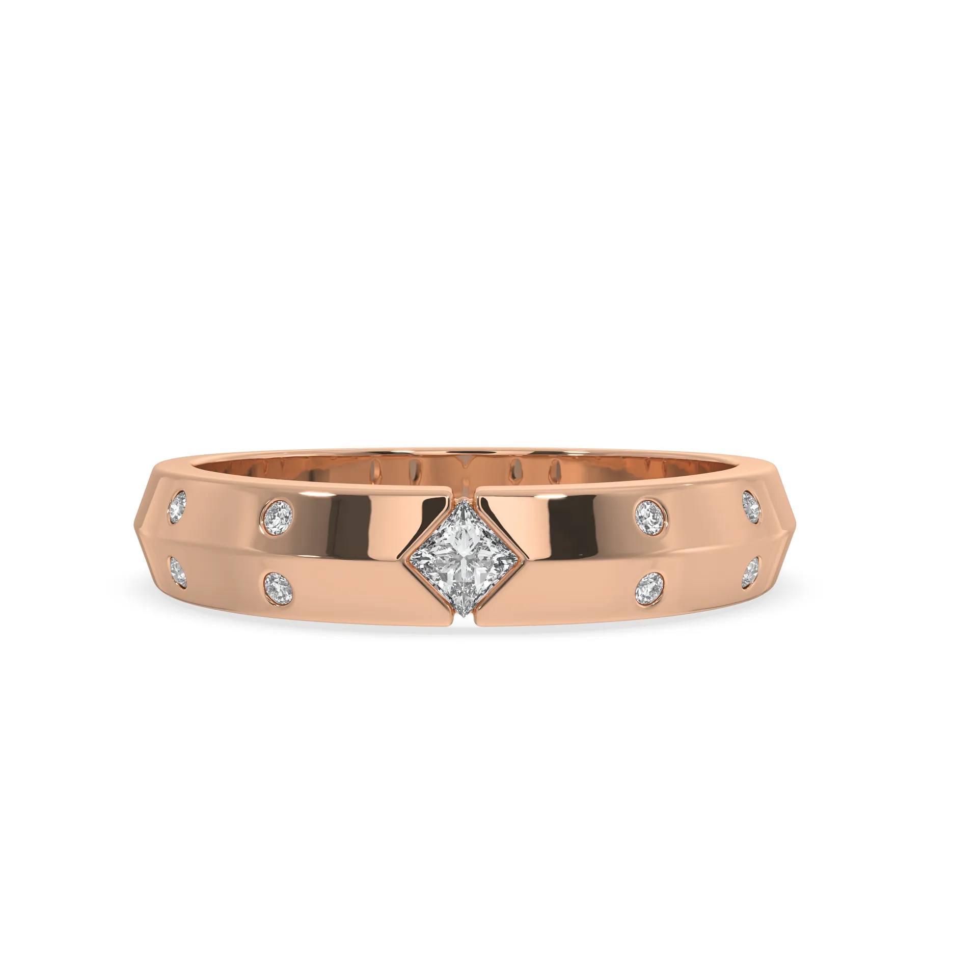 SY Women's Ring in Platinum, Hammered Finish Solitaire