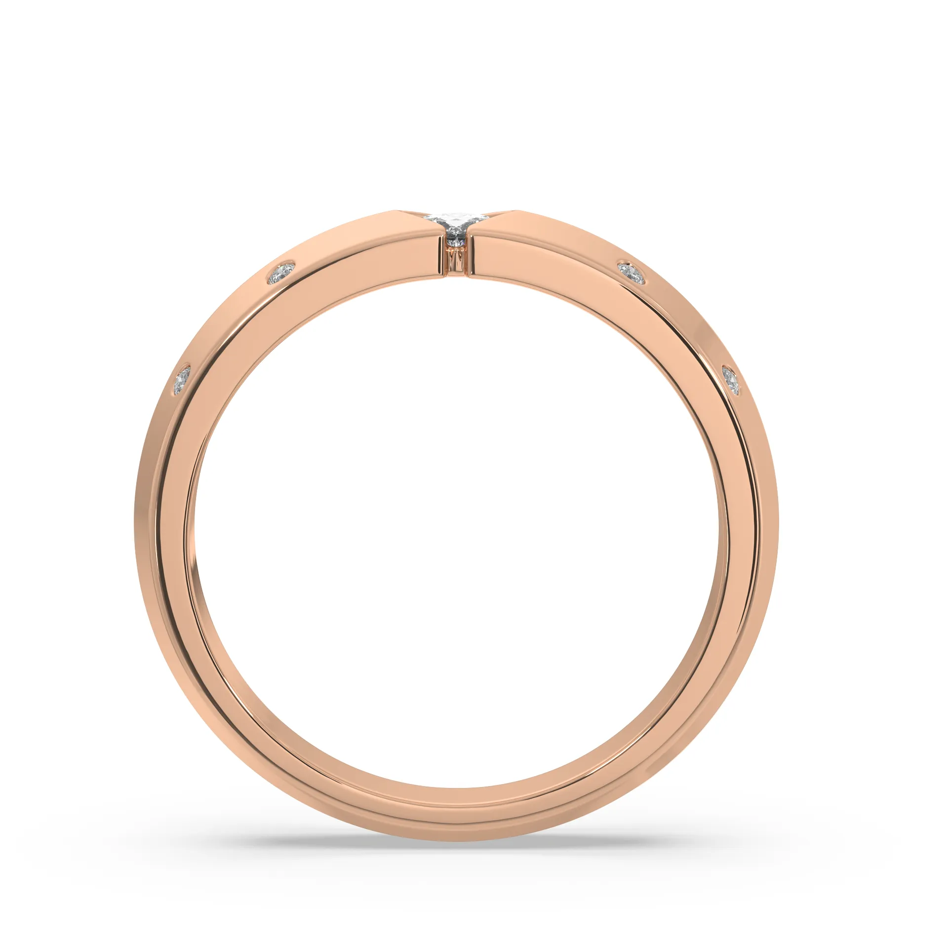 SY Women's Ring in Platinum, Hammered Finish Solitaire