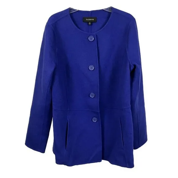 Talbots Women's‎ Double Face Wool Purple Button Front Jacket- Size 6