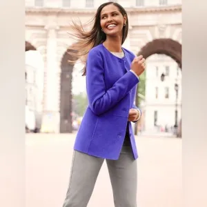 Talbots Women's‎ Double Face Wool Purple Button Front Jacket- Size 6