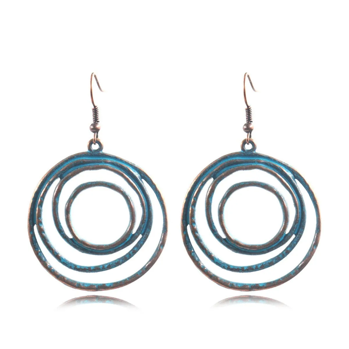 Teal Enamel & 18K Gold-Plated Ripple Drop Earrings