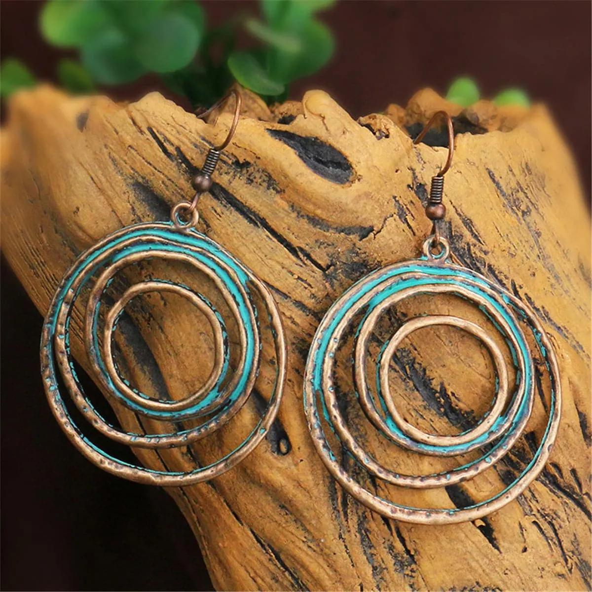 Teal Enamel & 18K Gold-Plated Ripple Drop Earrings