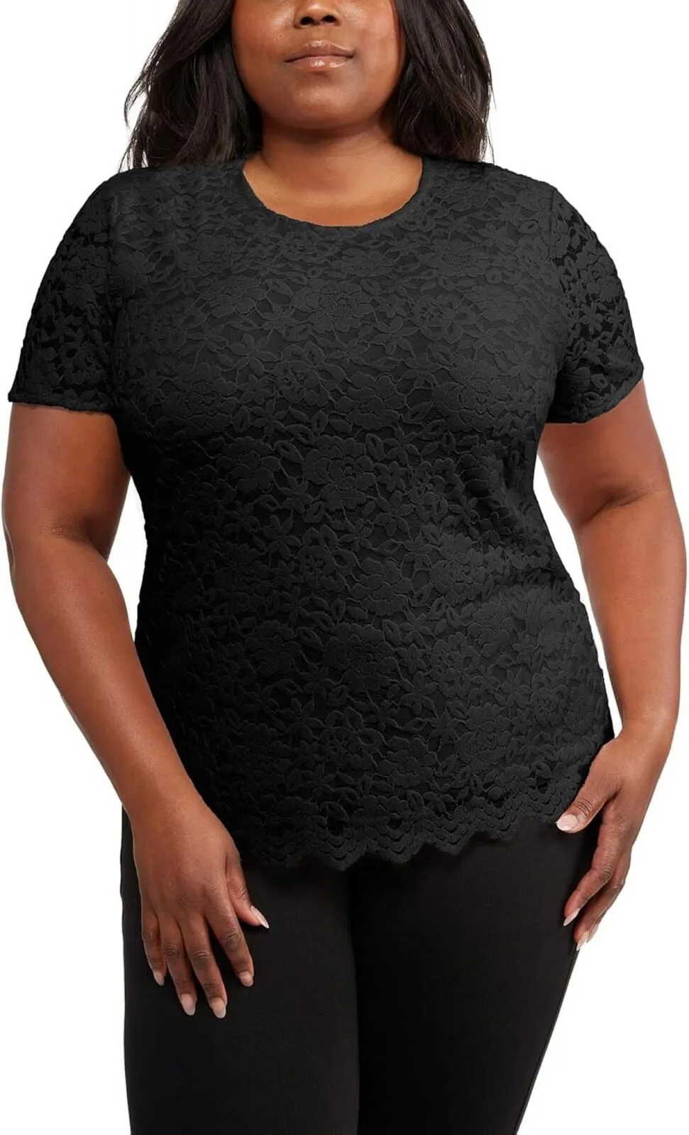 Teddi Rose Womens Lacy Lined Keyhole Top 1753860