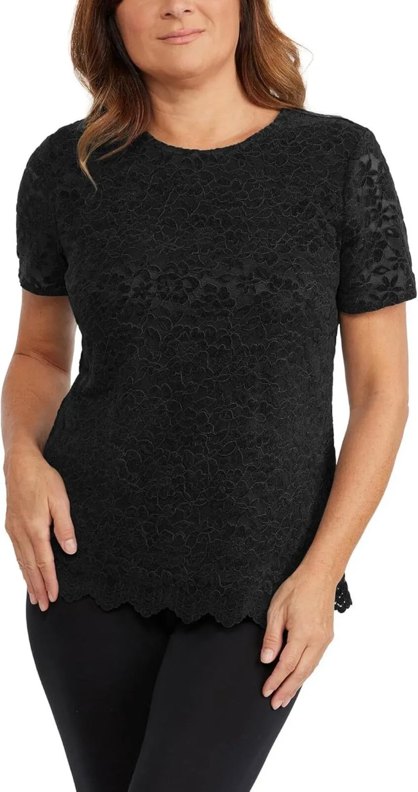 Teddi Rose Womens Lacy Lined Keyhole Top 1753860