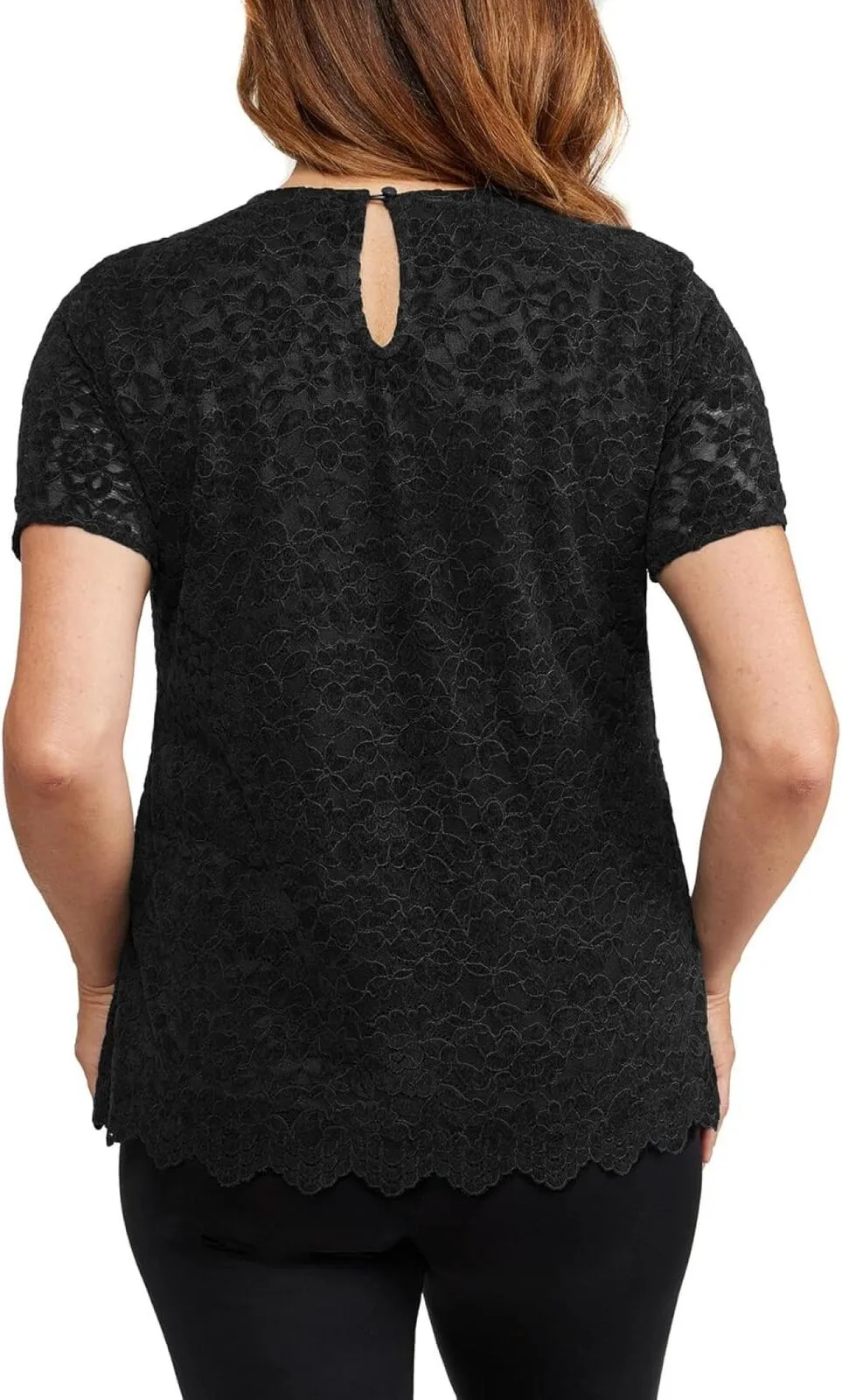 Teddi Rose Womens Lacy Lined Keyhole Top 1753860