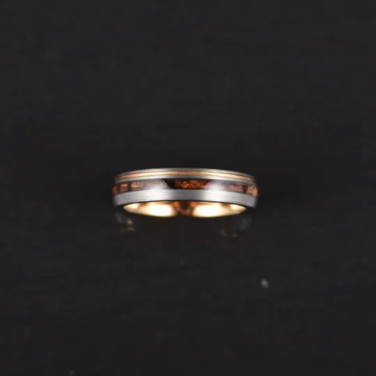 The Charred Barrel - Charred Whiskey Barrel Brushed Tungsten 5MM