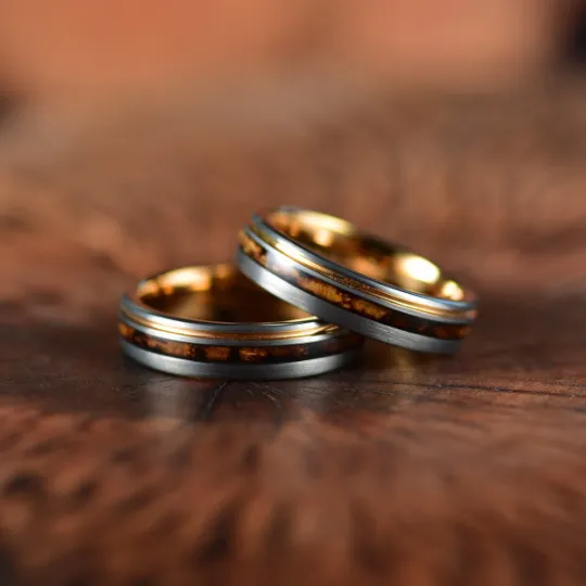 The Charred Barrel - Charred Whiskey Barrel Brushed Tungsten 5MM