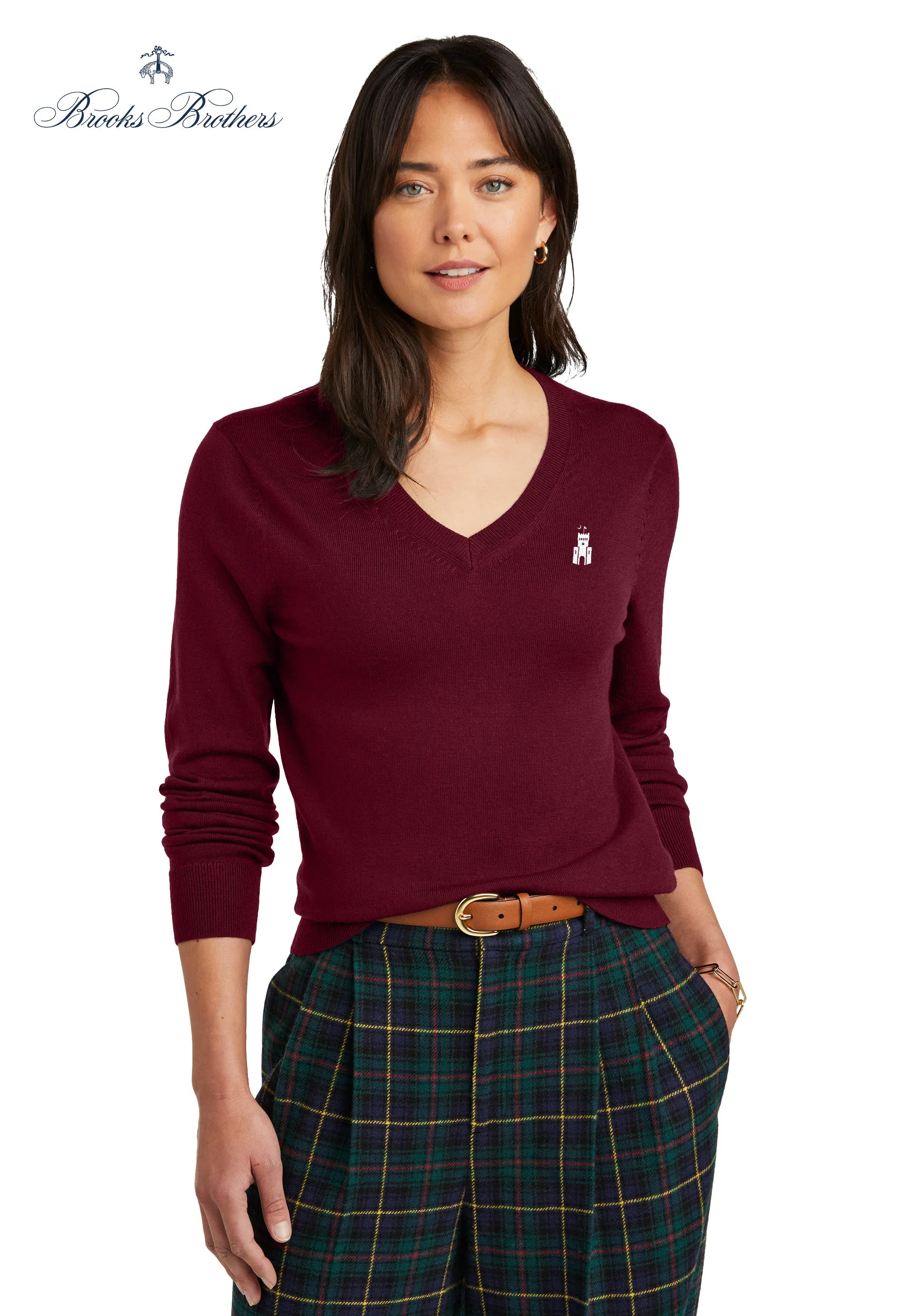 The Citadel, Barracks, Brooks Brothers ® Women’s Washable Merino V-Neck Sweater
