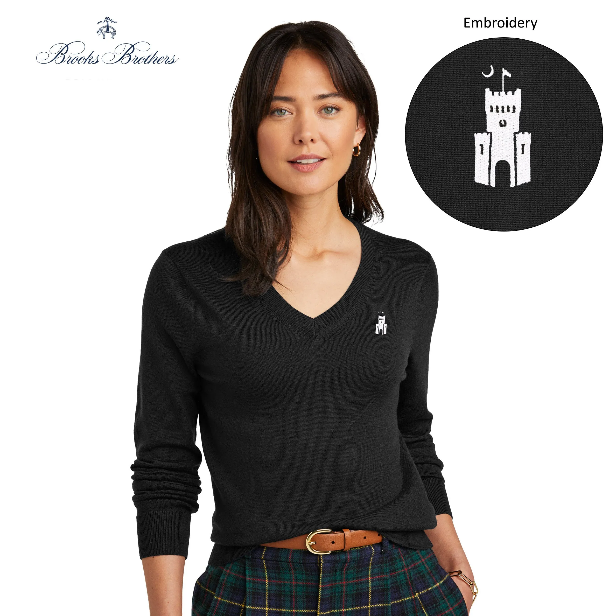 The Citadel, Barracks, Brooks Brothers ® Women’s Washable Merino V-Neck Sweater