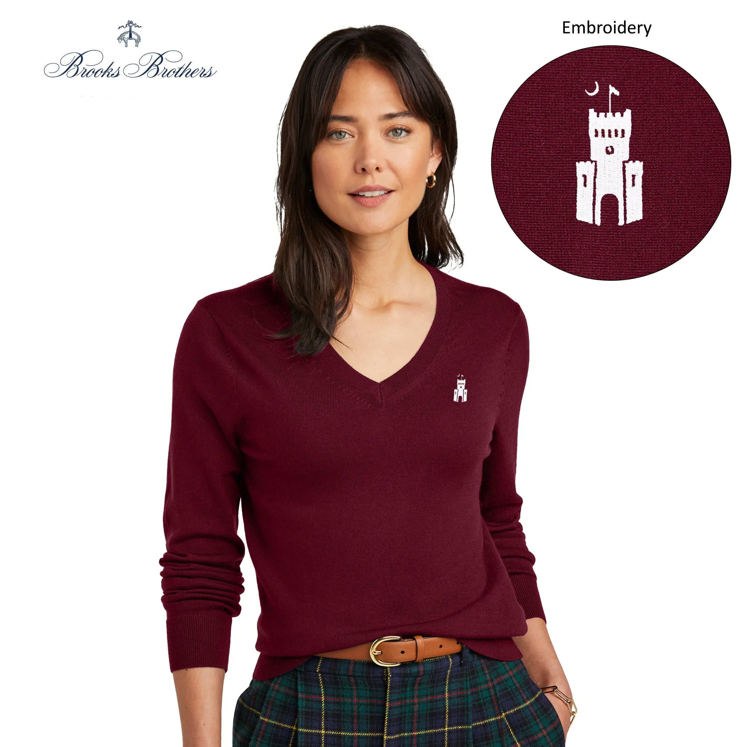 The Citadel, Barracks, Brooks Brothers ® Women’s Washable Merino V-Neck Sweater