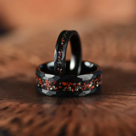 The Jurassic - Hammered Black Tungsten Dinosaur Bone 4MM