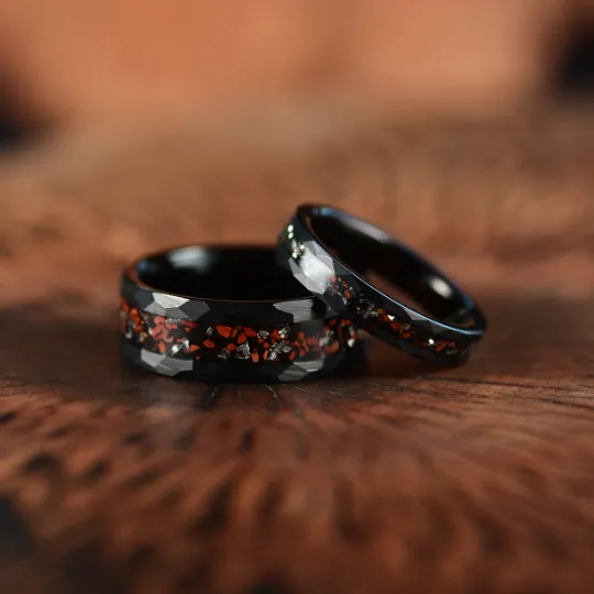 The Jurassic - Hammered Black Tungsten Dinosaur Bone 4MM