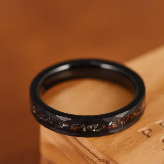 The Jurassic - Hammered Black Tungsten Dinosaur Bone 4MM