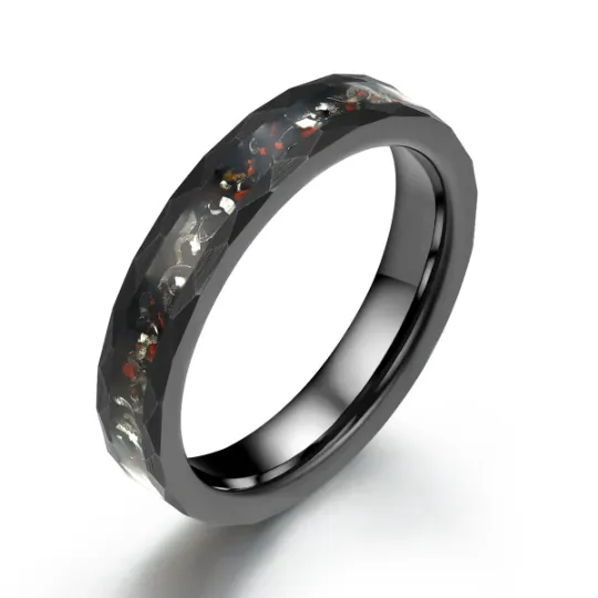 The Jurassic - Hammered Black Tungsten Dinosaur Bone 4MM