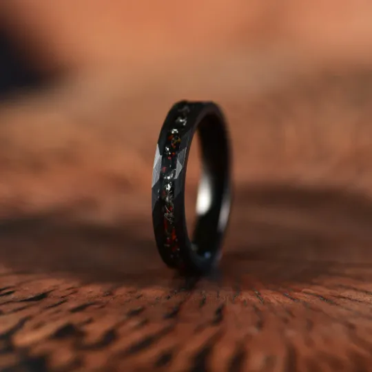 The Jurassic - Hammered Black Tungsten Dinosaur Bone 4MM
