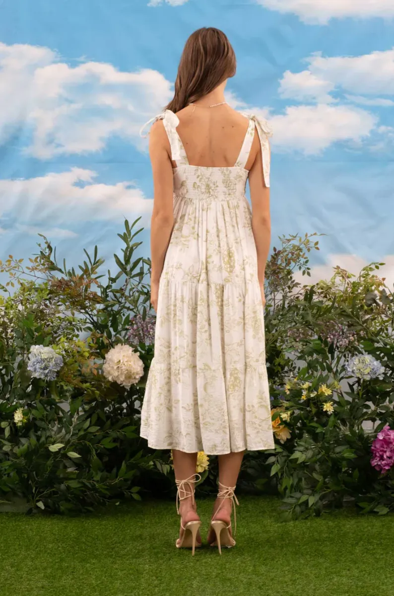 The Leila Fruit Blossom Tiered Midi Dress