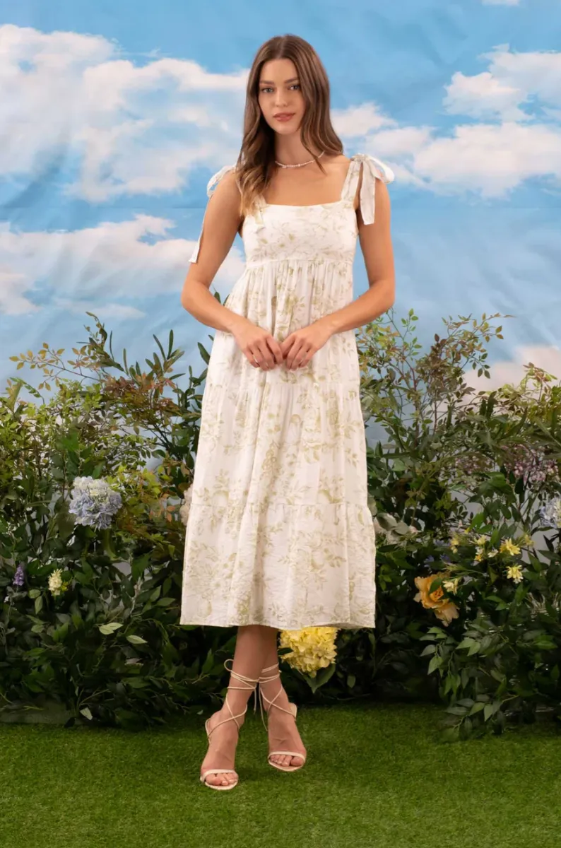 The Leila Fruit Blossom Tiered Midi Dress