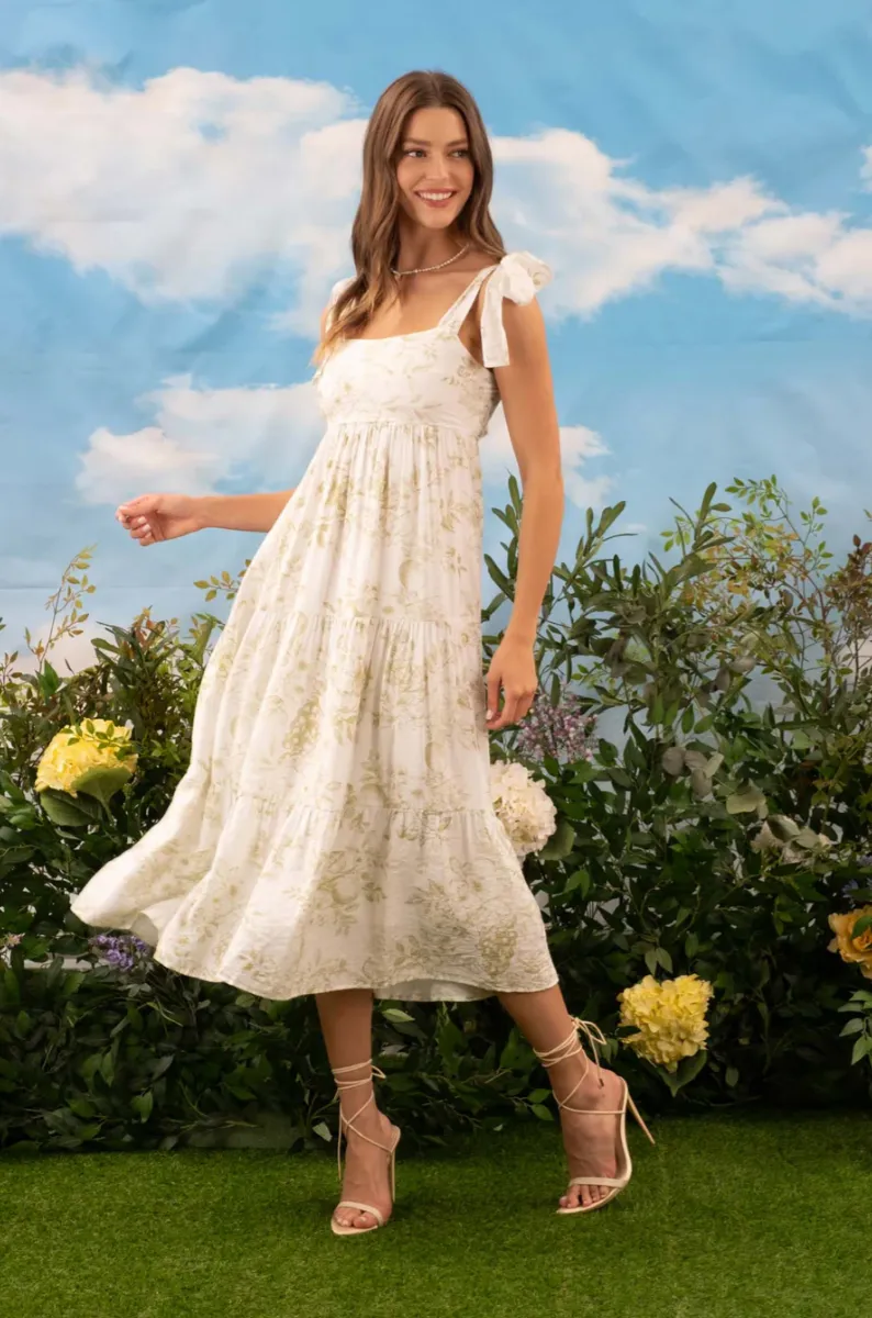 The Leila Fruit Blossom Tiered Midi Dress