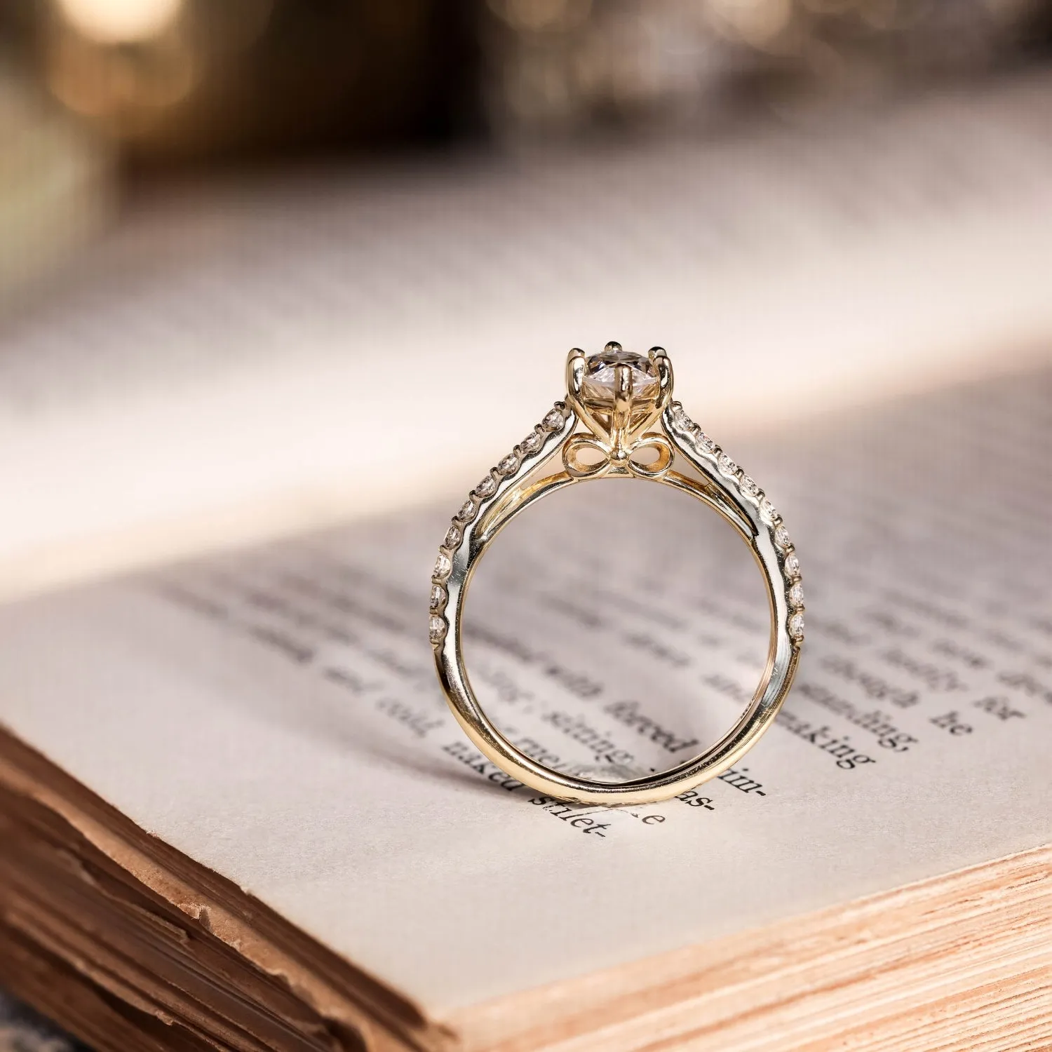 The Verity - Marquise Diamond Engagement Ring with Pavé Diamond Setting