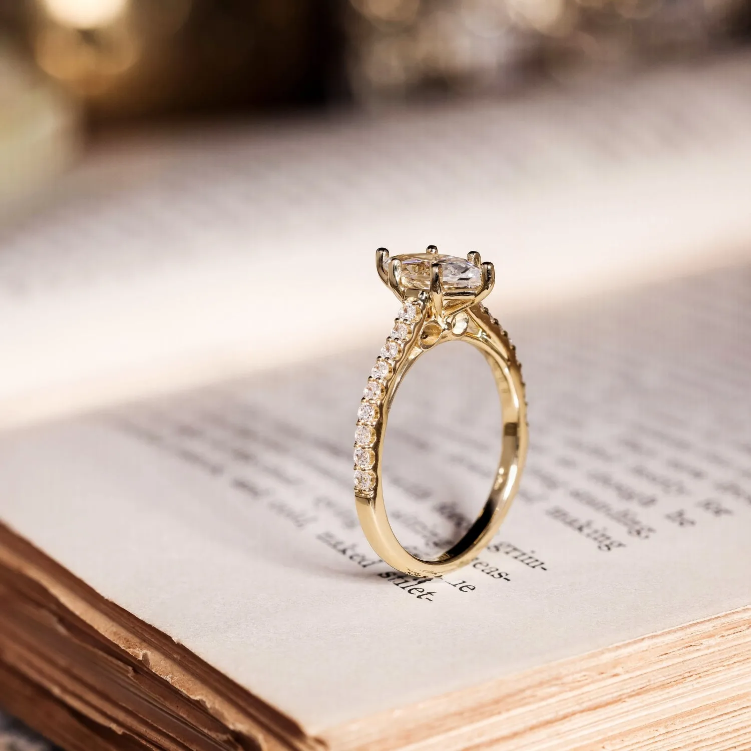The Verity - Marquise Diamond Engagement Ring with Pavé Diamond Setting