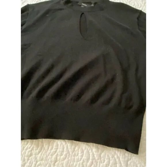 Theory Women's Keyhole Long-Sleeved Black Pullover Sweater Size P Petites​