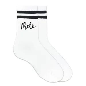 THETA Sorority Striped Crew Socks