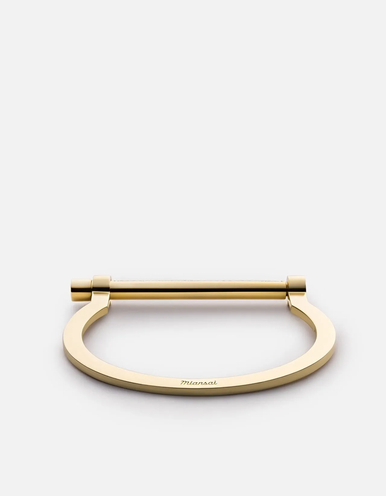 Thin Modern Screw Cuff, 14k Gold Pavé