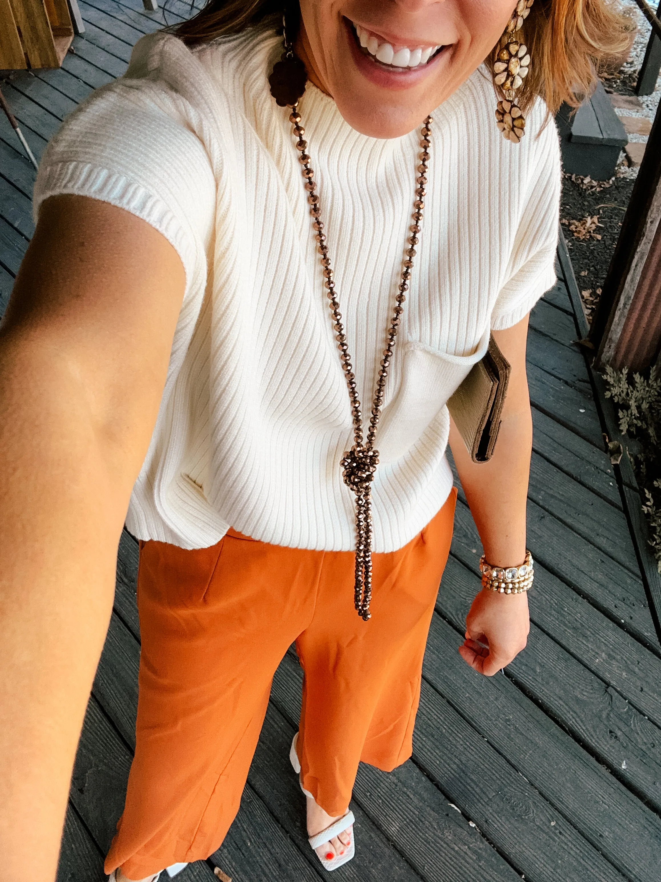 Toffee Solid Wide Leg Pant