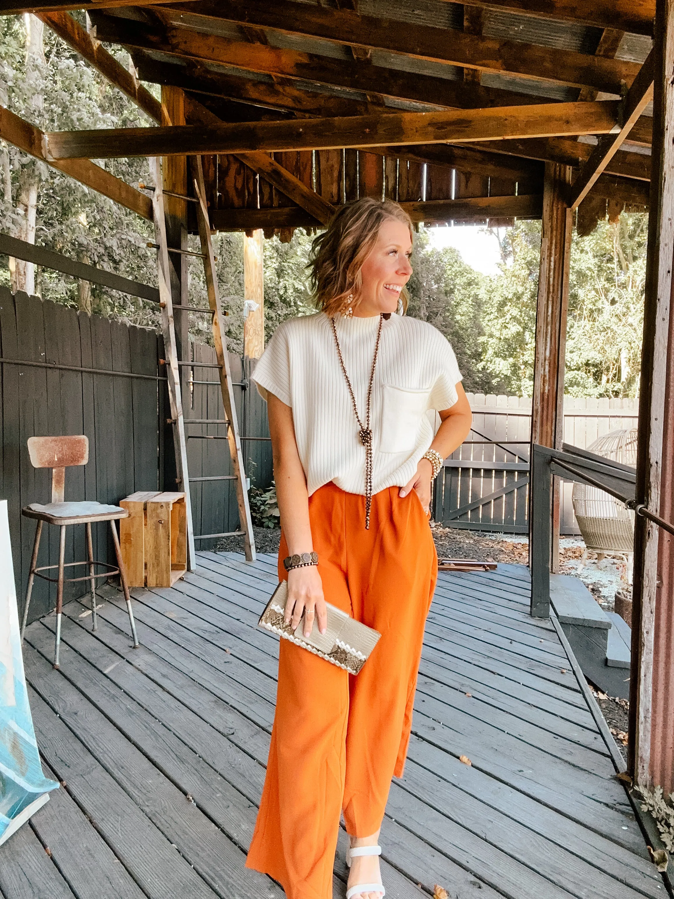 Toffee Solid Wide Leg Pant