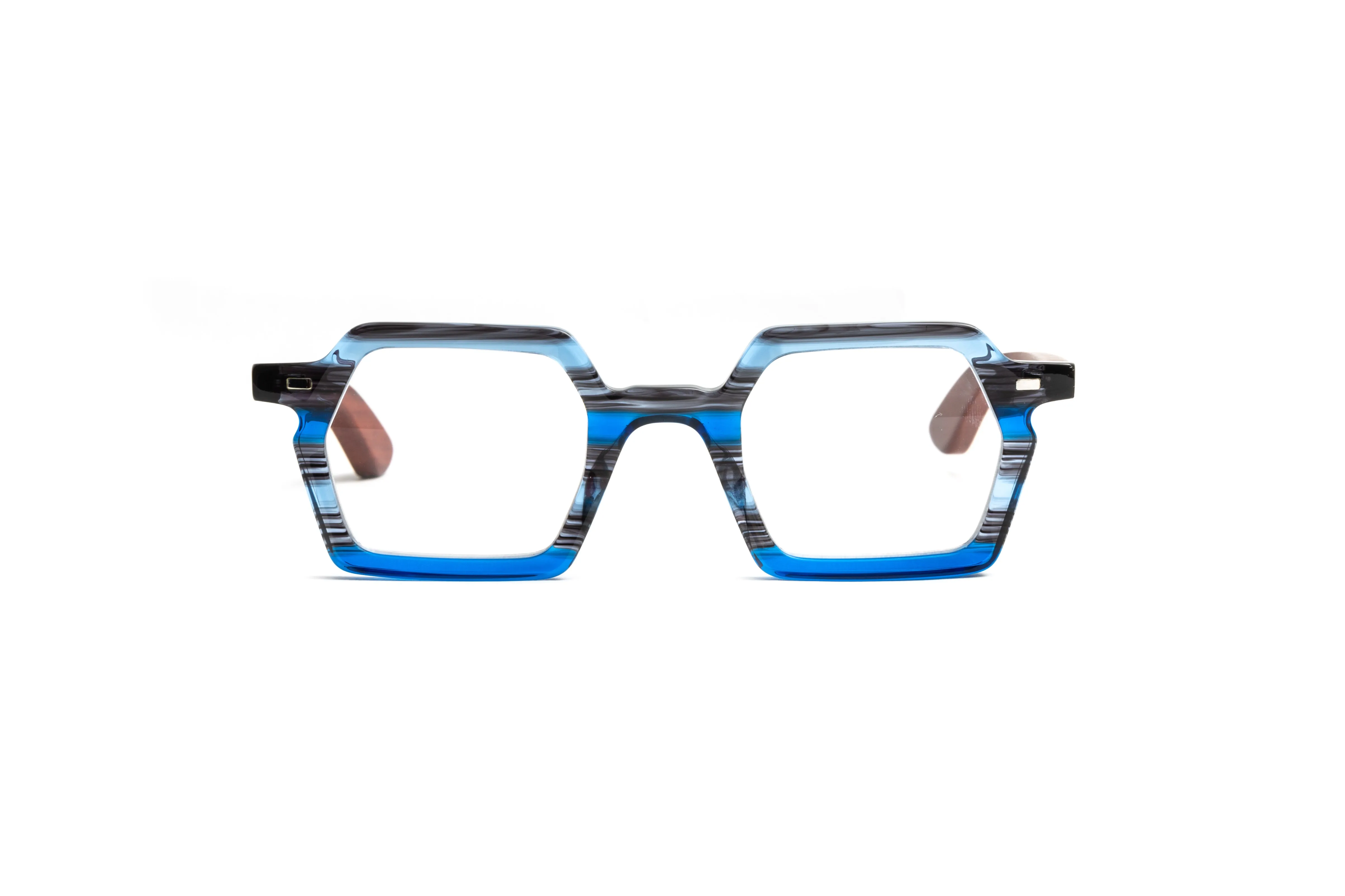 Tokyo Square Blue/Black Cherry Wood Unisex Reading Glasses