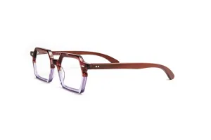 Tokyo Square Havana/Lilac/ Cherry Wood Unisex Reading Glasses