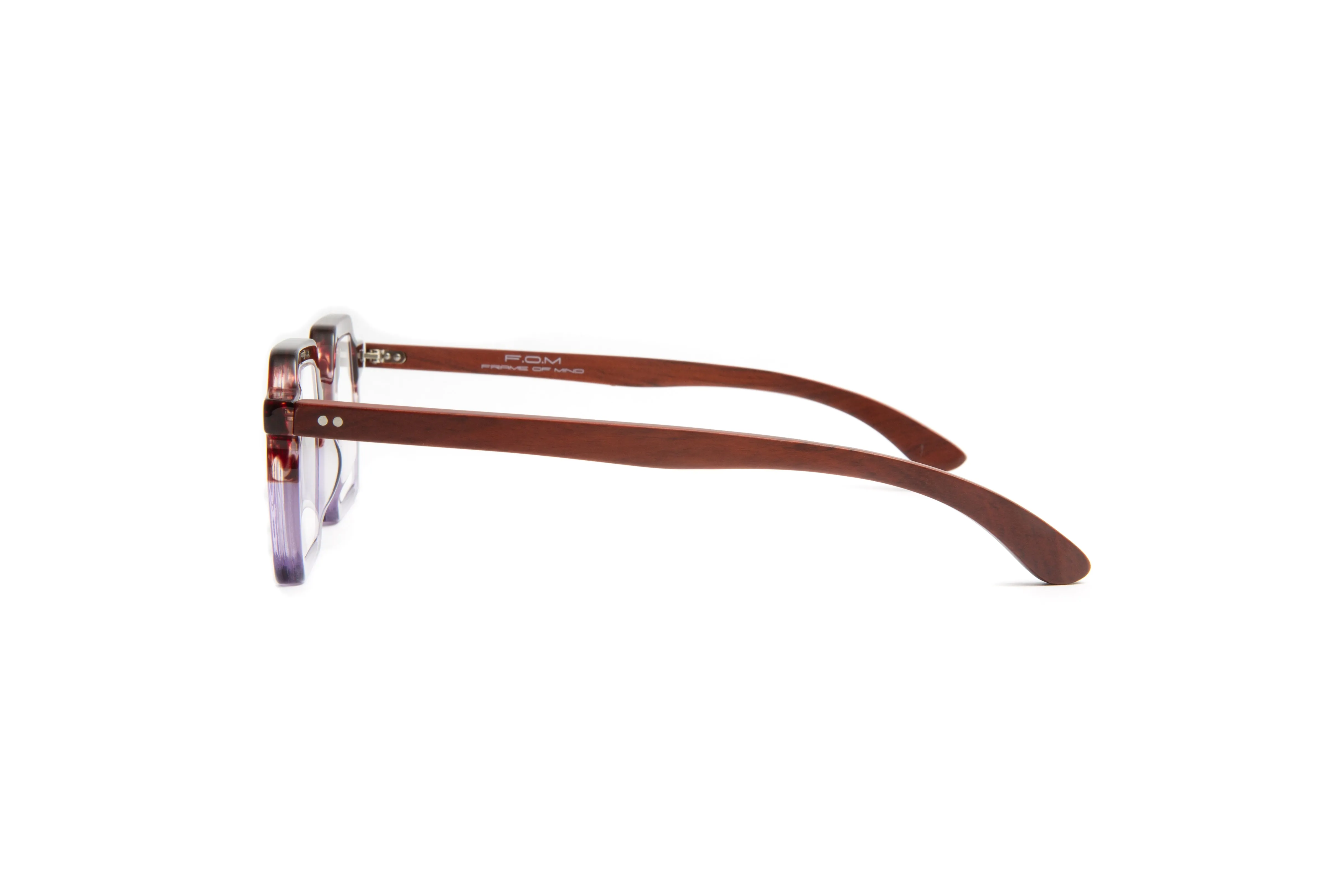 Tokyo Square Havana/Lilac/ Cherry Wood Unisex Reading Glasses