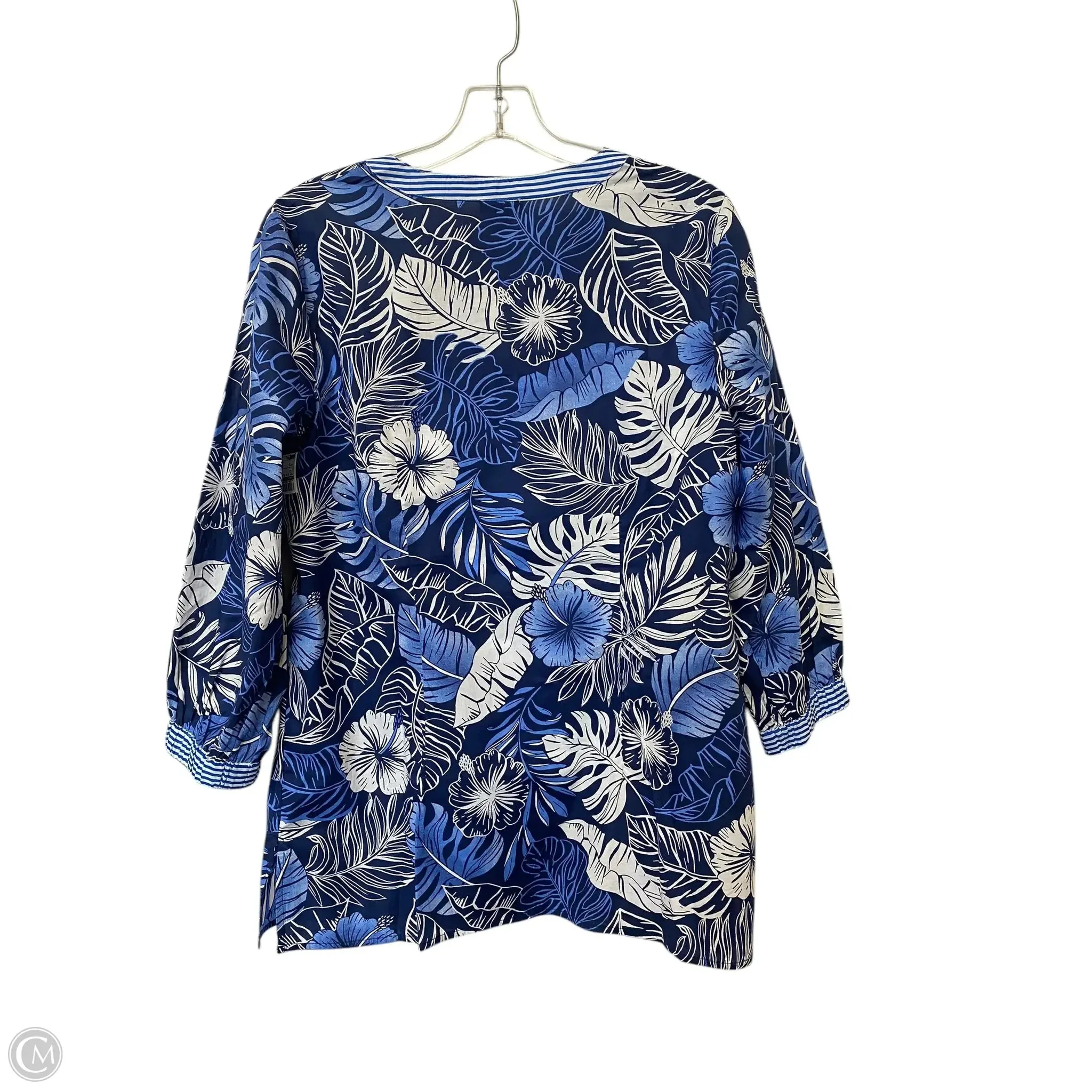 Top 3/4 Sleeve By Talbots In Blue, Size: S