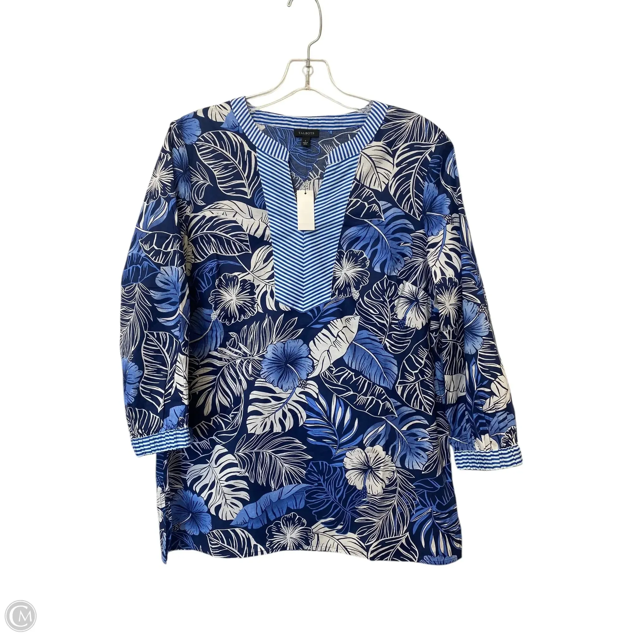 Top 3/4 Sleeve By Talbots In Blue, Size: S