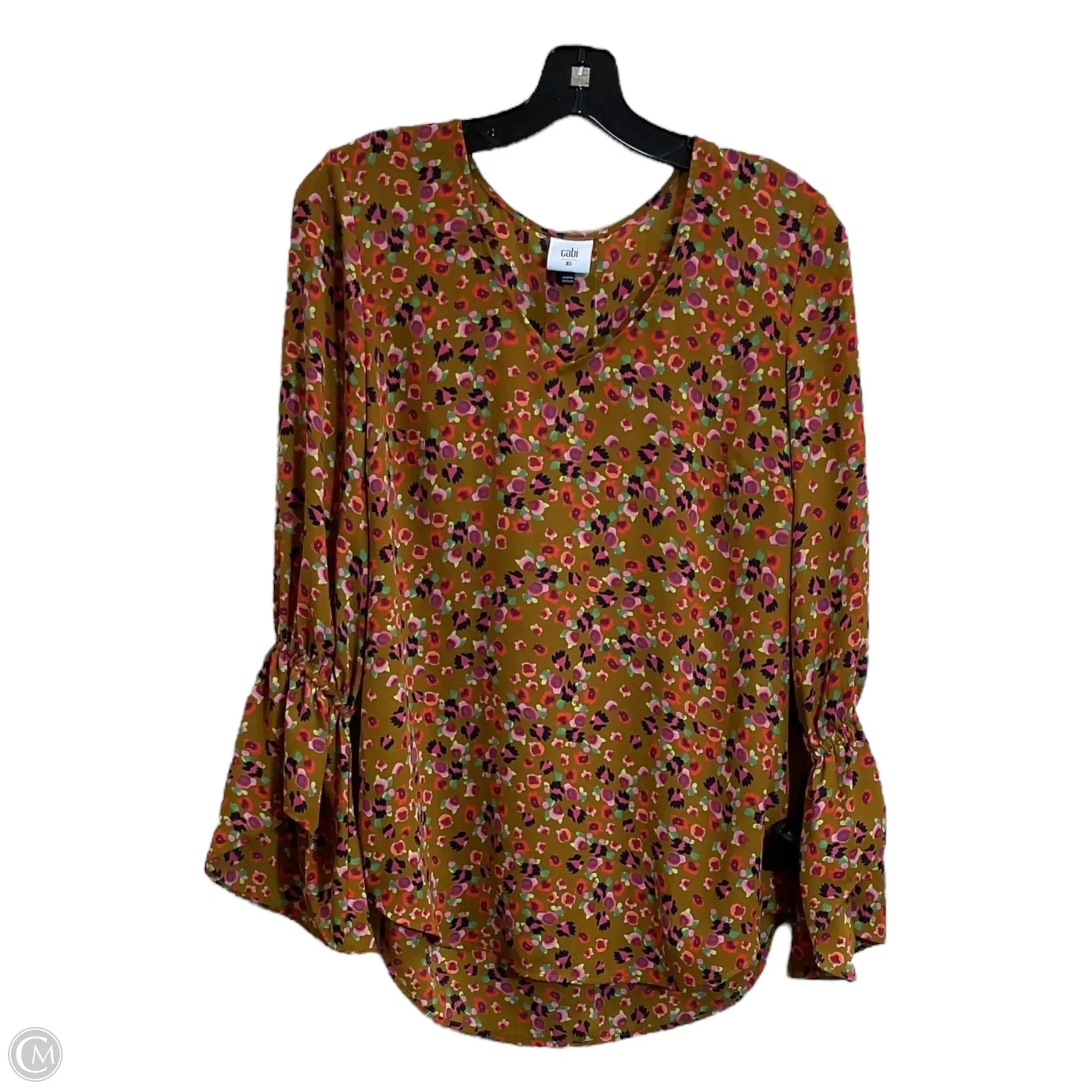 Top Long Sleeve By Cabi In Floral Print, Size: Xs