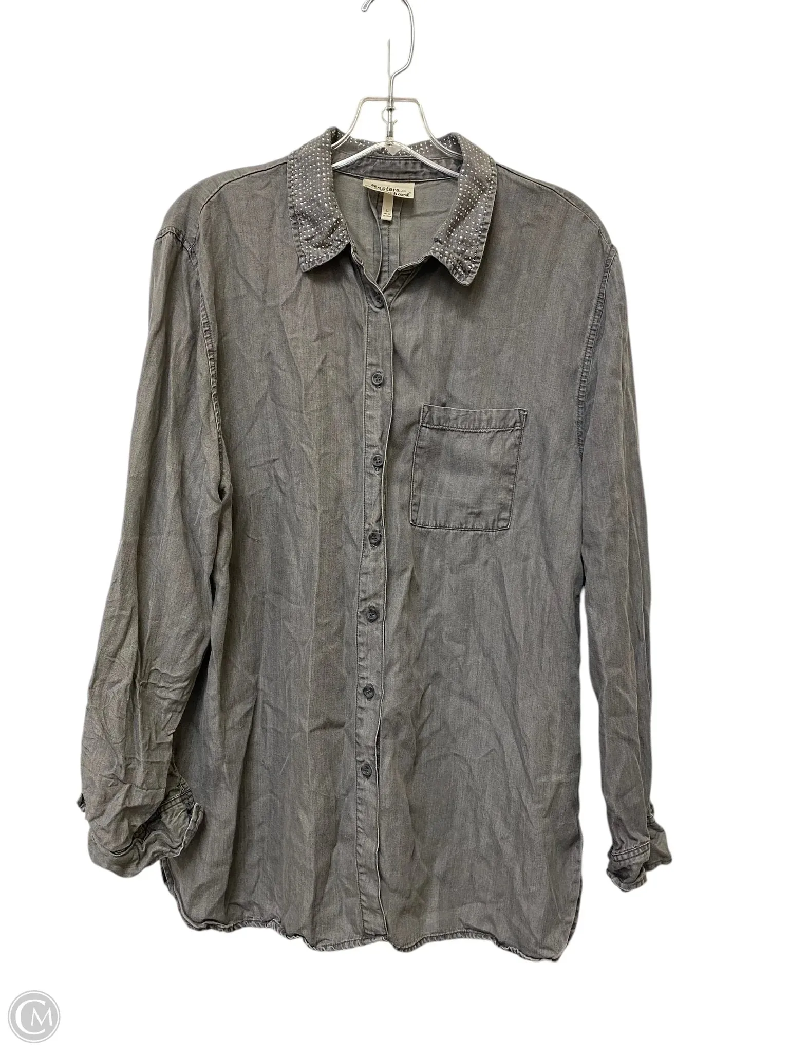 Top Long Sleeve By Clothes Mentor In Grey, Size: L