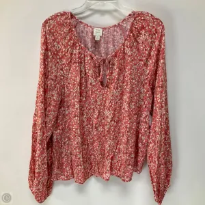 Top Long Sleeve By Evereve In Pink, Size: L