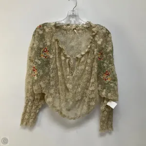Top Long Sleeve By Free People In Cream & Green, Size: Xs