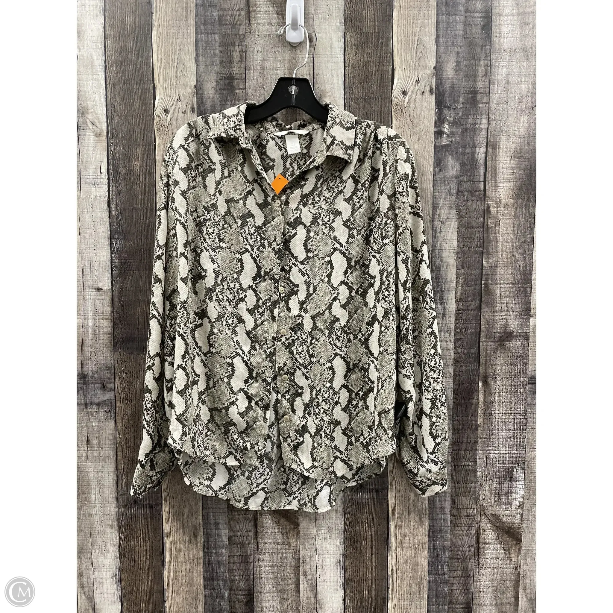 Top Long Sleeve By H&m In Snakeskin Print, Size: S