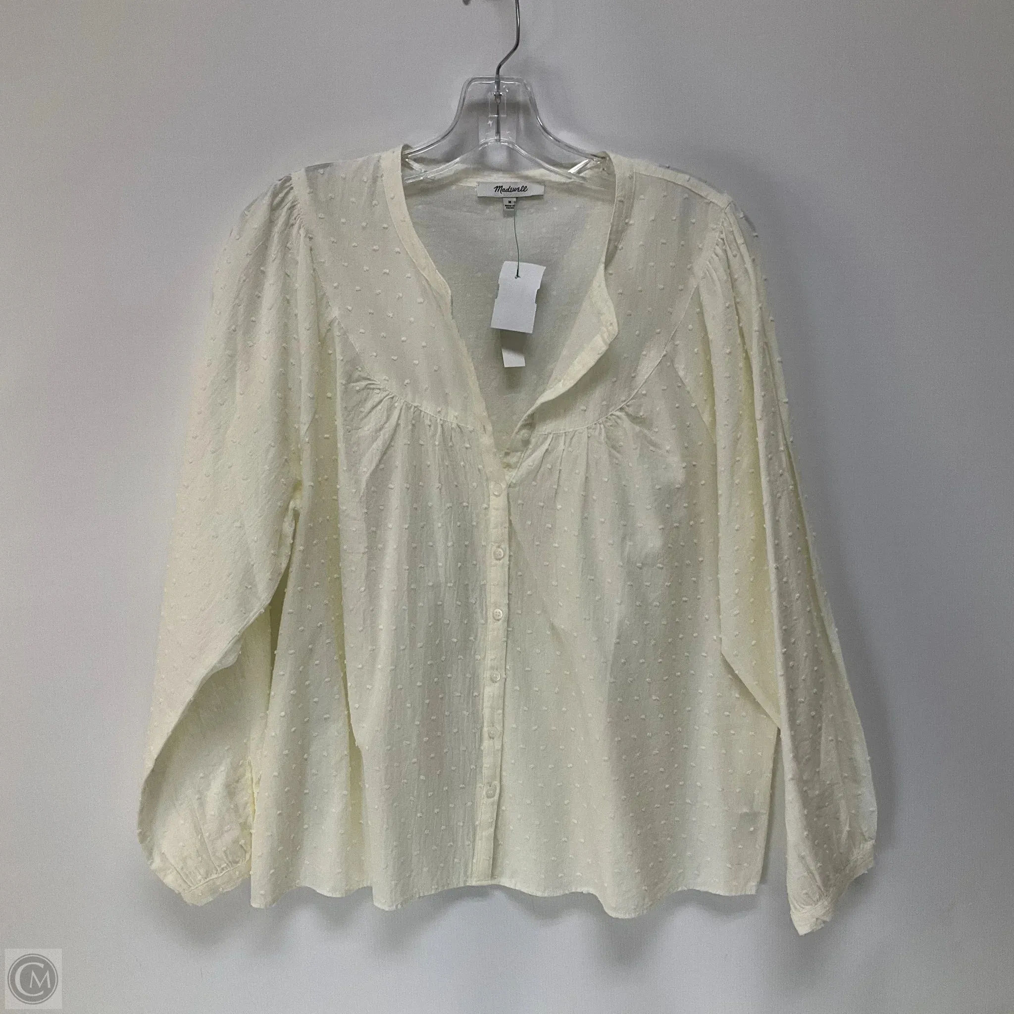 Top Long Sleeve By Madewell In White, Size: M
