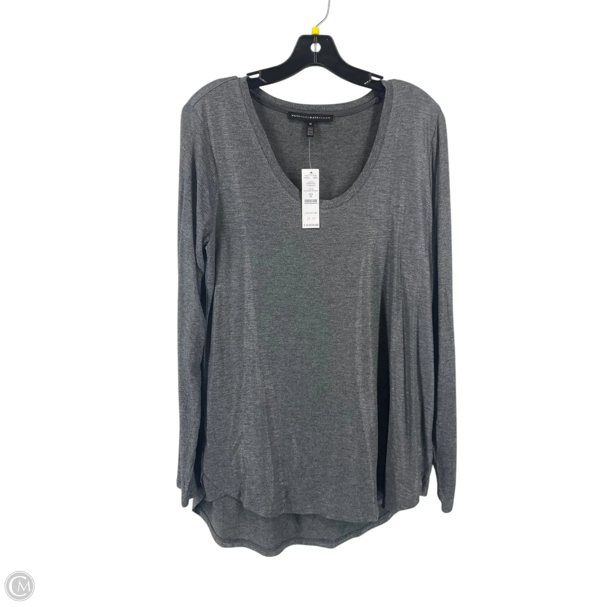 Top Long Sleeve By White House Black Market In Grey, Size: M