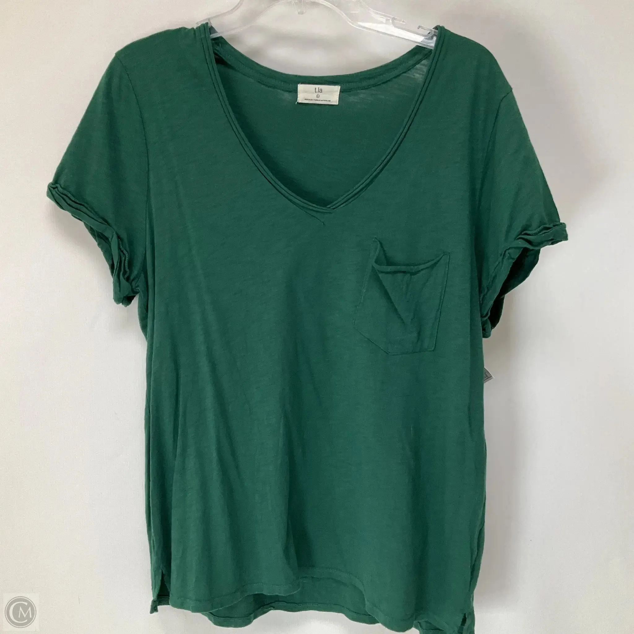 Top Short Sleeve Basic By T.la In Green, Size: L