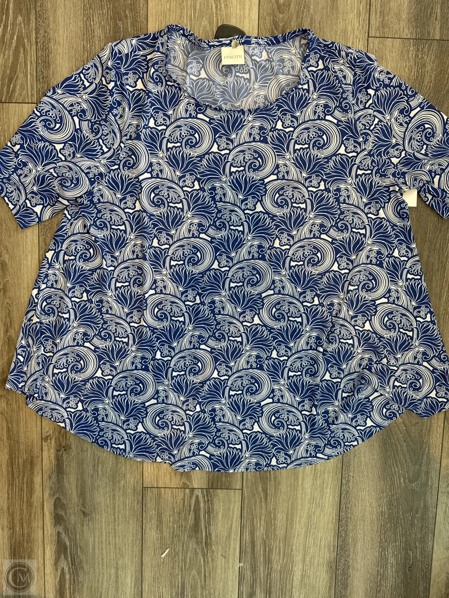 Top Short Sleeve By Chicos In Blue, Size: Xl