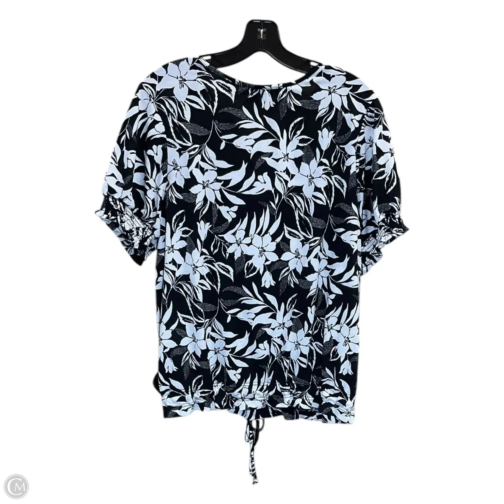 Top Short Sleeve By Fred David In Black & White, Size: L