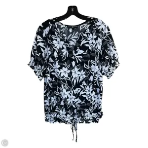 Top Short Sleeve By Fred David In Black & White, Size: L