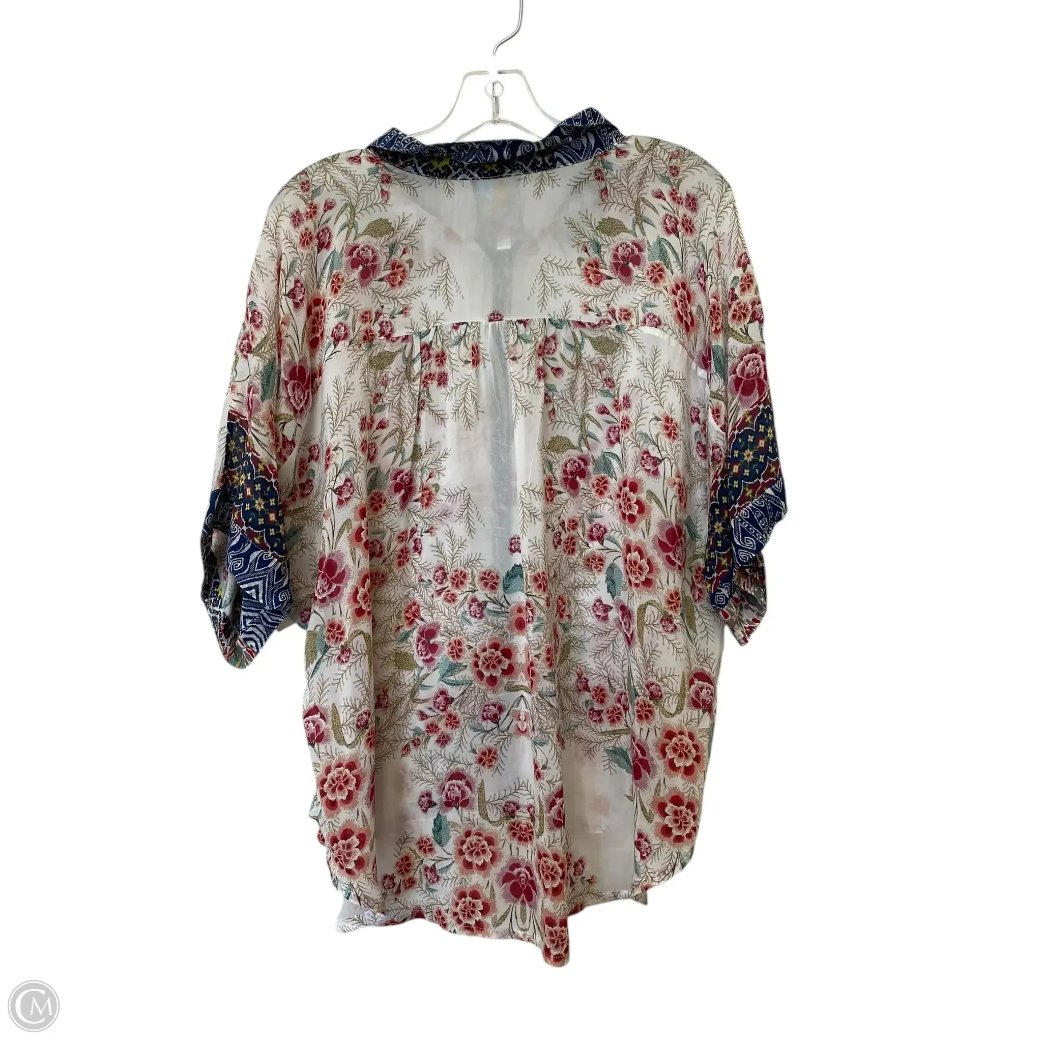 Top Short Sleeve By Johnny Was In Floral Print, Size: L