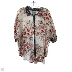 Top Short Sleeve By Johnny Was In Floral Print, Size: L