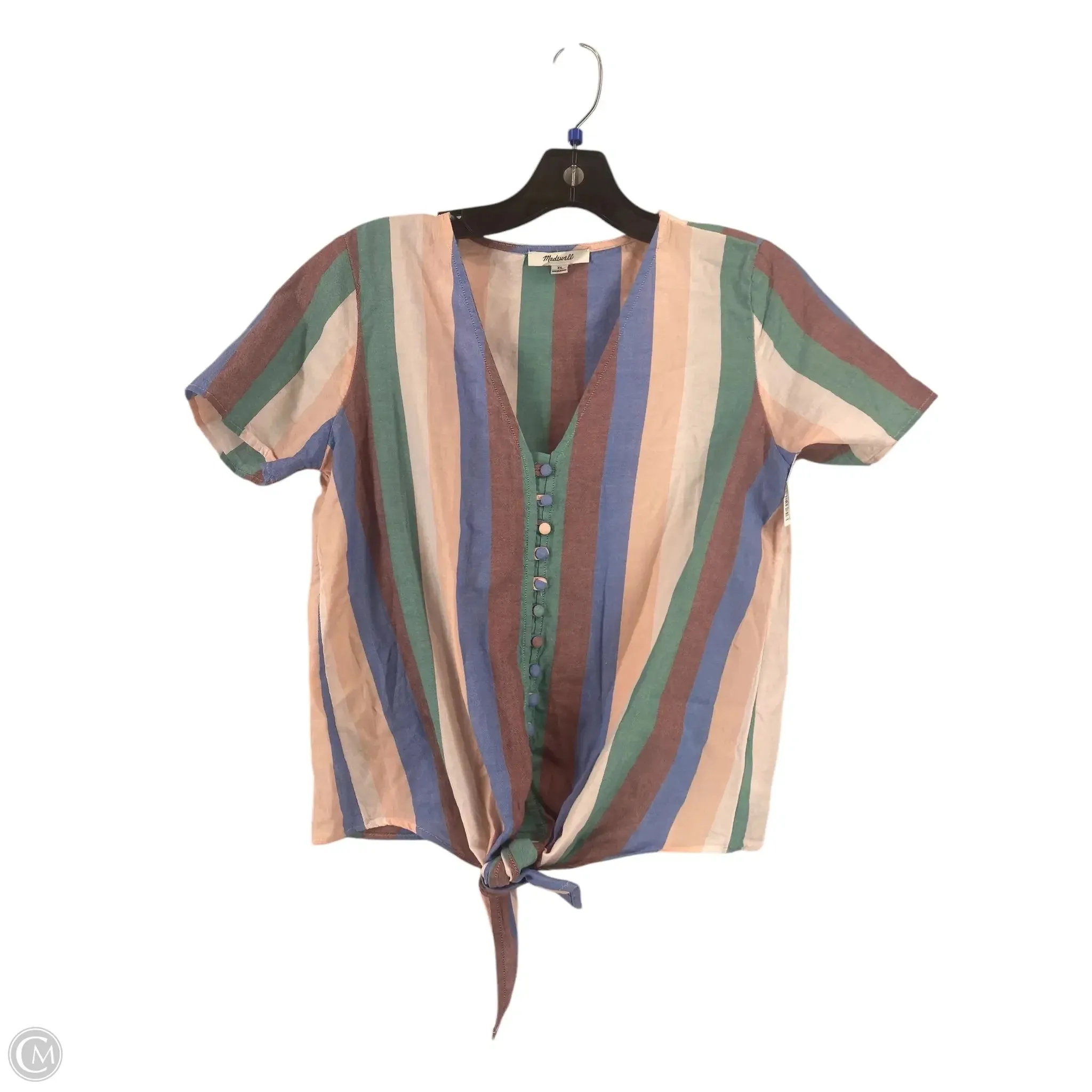 Top Short Sleeve By Madewell In Striped Pattern, Size: Xs